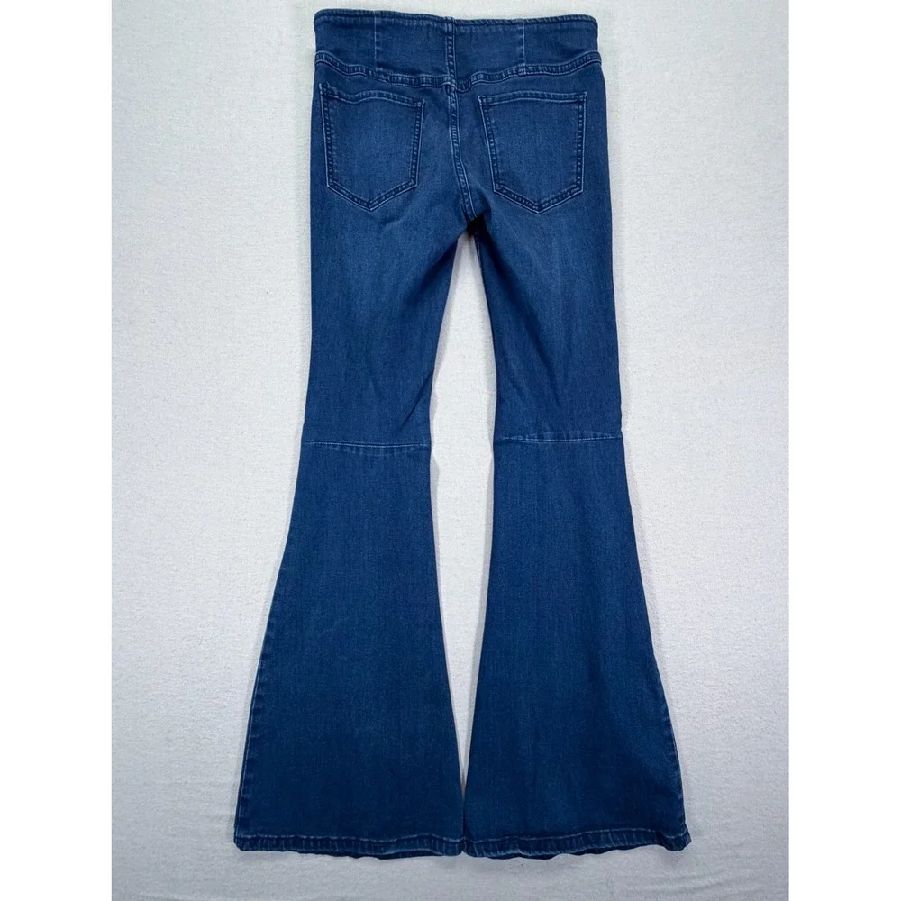 We‎ The Free Flare Jeans Womens 27 Blue Pull On Penny Boho High Rise